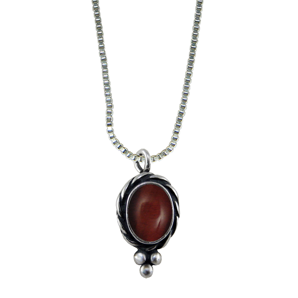Sterling Silver Little Red Tiger Eye Pendant Necklace